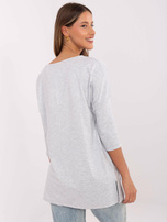 Hurtownia Szara długa bluzka damska z rozcięciami