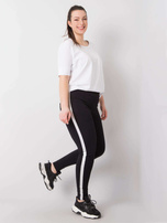 Czarno-srebrne legginsy plus size z lampasami Charlotta