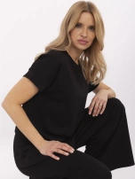 Czarna damska bluzka basic z dodatkiem wiskozy
