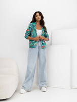Hurt Zielono-niebieska welurowa bluza z nadrukiem RUE PARIS