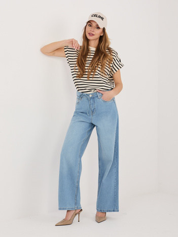Niebieskie jeansy wide leg z wiązaniem SUBLEVEL 