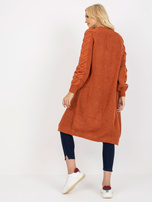 Hurt Ciemnopomarańczowy długi kardigan bez zapięcia RUE PARIS 