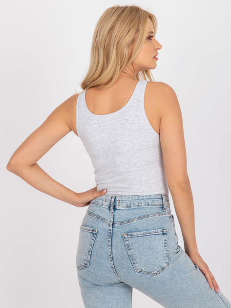 Szary melanżowy top basic z bawełny