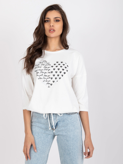 Ecru bluzka bawełniana z aplikacją Bindy