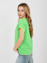 Jasnozielony damski t-shirt oversize z dekoltem V