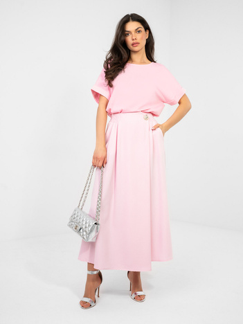 Pastelowa różowa bluzka basic o kroju oversize RUE PARIS