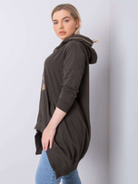 Ciemna khaki bluza plus size z kapturem Fantasy