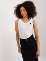 Hurtownia Ecru prążkowany top bez rękawów 