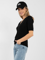 Czarny klasyczny sweter z krótkim rękawem 