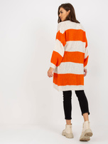 Hurt Ecru-pomarańczowy luźny kardigan z dzianiny OCH BELLA 