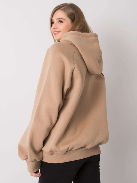 Ciemnobeżowa ocieplana bluza oversize z kapturem Alice