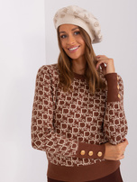 Hurtownia Jasnobeżowy damski beret z aplikacją