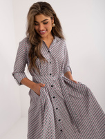 Hurt Szara midi sukienka koszulowa z rękawem 3/4