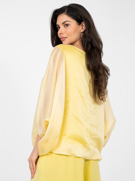 Żółta elegancka bluzka o kroju nietoperza