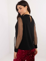 Hurt Czarna wizytowa bluzka z ozdobnymi guzikami