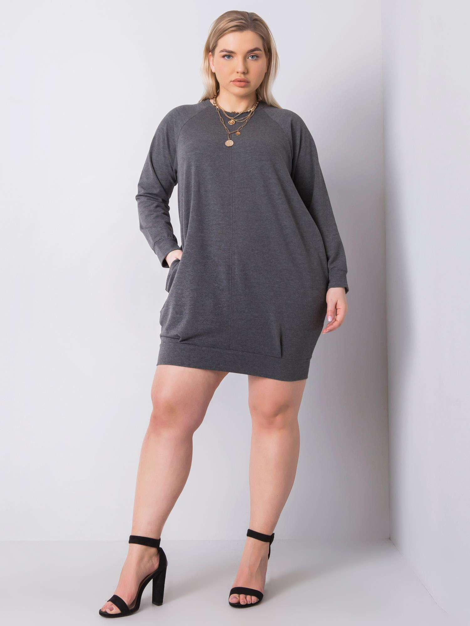 Tmavošedá melírovaná šaty plus size Ariadne.