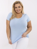 Jasnoniebieski dopasowany t-shirt plus size RUE PARIS 