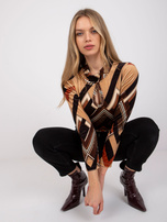 Brązowo-beżowa bluzka welurowa Pari