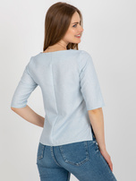 Hurt Jasnoniebieska damska bluzka wizytowa z koronką