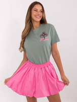 Hurt Pistacjowy damski t-shirt z napisami SUBLEVEL