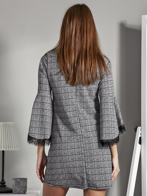 Sukienka we wzory z hiszpańskimi rękawami czarno-biała