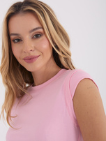Pink women's basic sleeveless top.