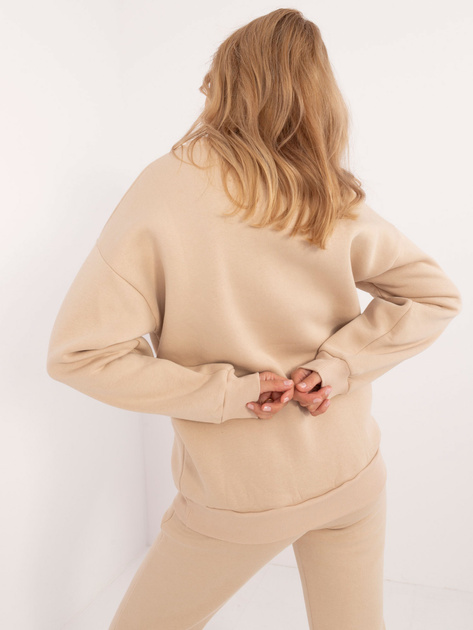 Hurtownia Beżowa damska bluza oversize z printem