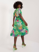 Hurtownia Zielona sukienka plisowana z paskiem