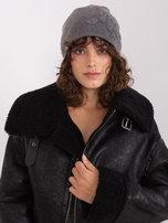 Hurt Ciemnoszara czapka zimowa z aplikacją