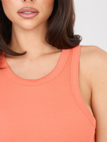 Ciemnopomarańczowy top bezrękawnik w prążek SUBLEVEL