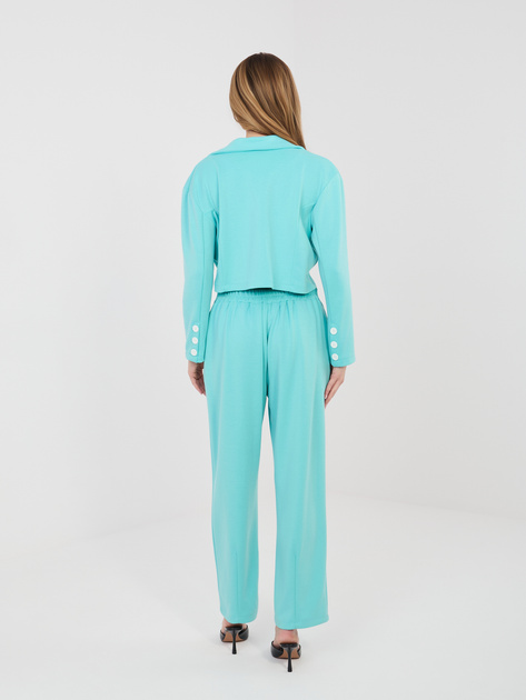 Turkusowy damski komplet ze spodniami bez zapięcia RUE PARIS