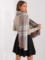 Hurt Brudnofioletowo-szary szal zimowy z miękkiej dzianiny