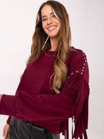 Bordowa bluza oversize bez kaptura RUE PARIS