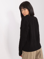 Hurt Czarny damski sweter rozpinany z guzikami