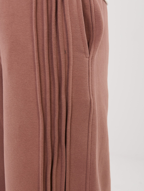 Brązowe spodnie z ozdobnym kantem NATURAL SIDE