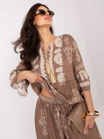 Ciemnobeżowy letni komplet w stylu boho