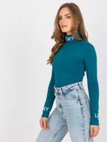 Hurt Morska dopasowana bluzka z golfem i napisami Yarina