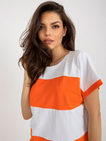 Hurt Biało-pomarańczowa letnia bluzka basic w paski 