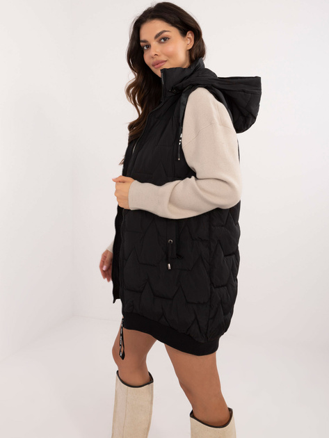 Hurt Czarna pikowana kamizelka damska z kieszeniami