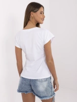 Biało-niebieski damski t-shirt z dżetami 