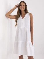 Biała muślinowa sukienka z falbaną SUBLEVEL