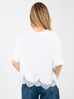 Biała bawełniana bluzka z koronką 