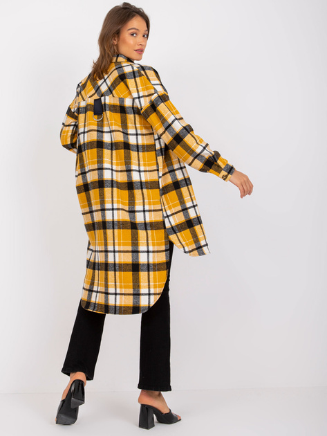 Żółto-czarna długa koszula z bawełny Jolanta