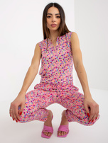 Hurtownia Różowa bluzka w kwiaty bez rękawów FRESH MADE