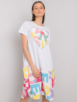 Biała sukienka z printami Guinevere