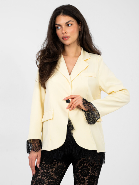 Pastelowa żółta jednorzędowa marynatka z koronką