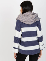 Hurt Szaro-jasnoróżowy damski komin zimowy w kratkę 