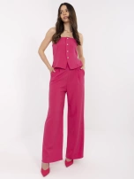 Fuksjowy elegancki komplet z szerokimi spodniami