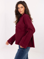 Bordeauxfarbene Jeansjacke mit Kragen RUE PARIS.