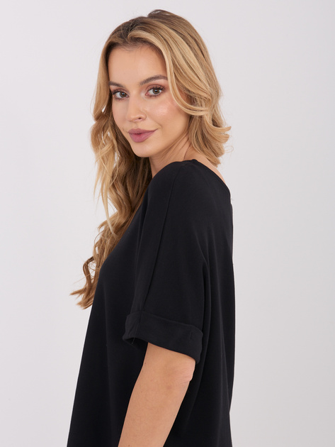 Czarna bluzka basic z domieszką modalu